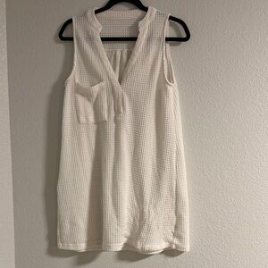 CUPSHE White Sleeveless Waffle Knit bathing, suit, cover-up, size small